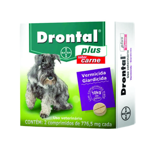 Vermífugo Drontal Plus Carne Para Cães até 10kg com 2 Comprimidos