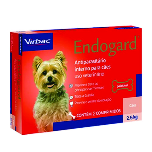 Vermífugo Virbac Endogard para Cães até 2,5 Kg com 2 Comprimidos
