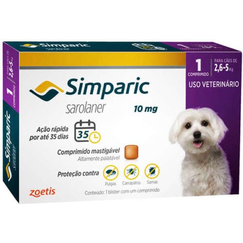 Antipulgas E Carrapatos Simparic Para Cães De 2,6 - 5kg