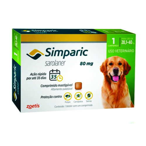 Antipulgas E Carrapatos Simparic Para Cães De 20,1 - 40kg