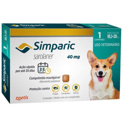 Antipulgas e Carrapatos Simparic Para Cães De 10,1 - 20kg