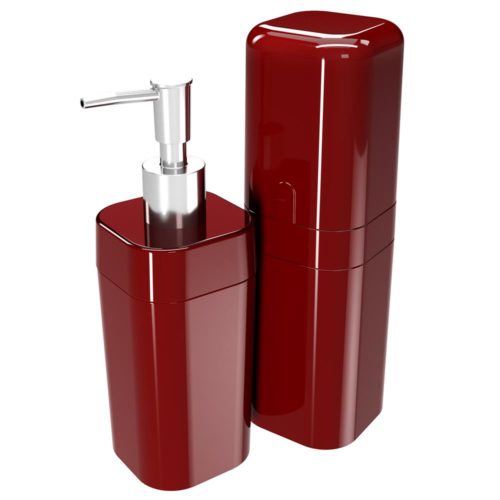 Kit Banho Splash Com Tampa 2 Peças Vermelho Bold Coza