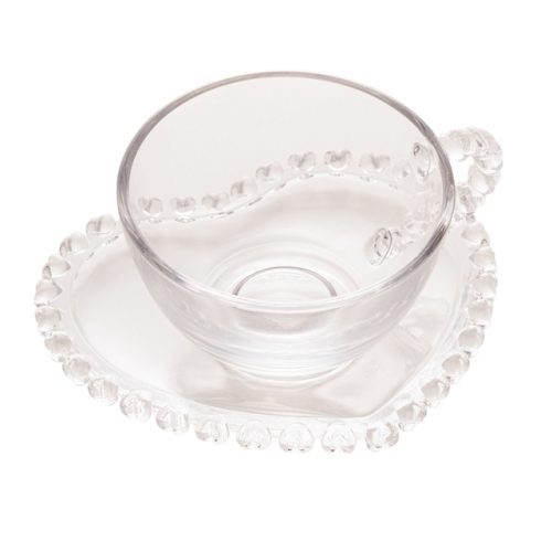 Xícara de chá com pires 170ml cristal coração LYOR