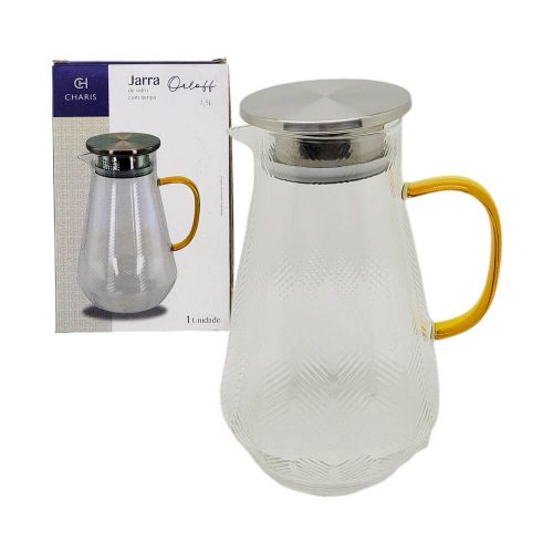 Jarra De Vidro C/Tampa Inox 1,5L Orloff