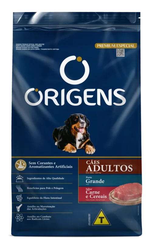 Ração Cão Adulto Porte Grande Origens Carne 15kg