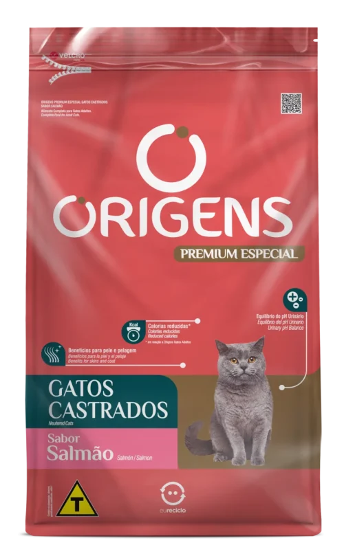 Ração Gato Castrado Origens Salmão 10,1kg