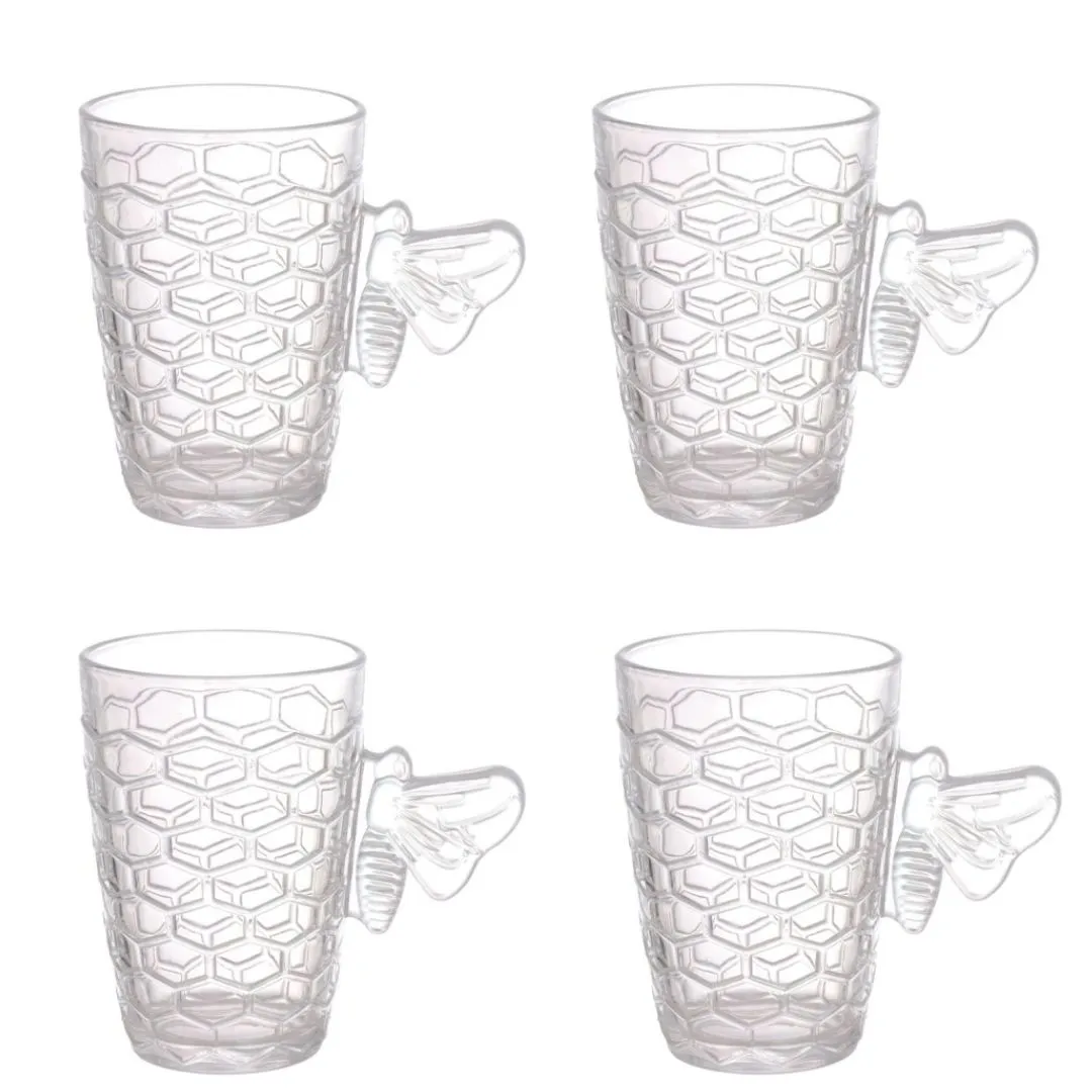Conjunto 4 Canecas Bee Vidro Hauskraft