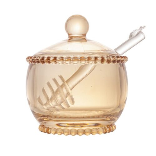 Meleira Cristal Com Colher Pearl Ambar