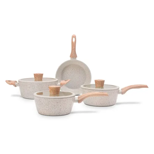 Conjunto de Panelas Ceramic Life Sirius Com Indução Vanilla Brinox